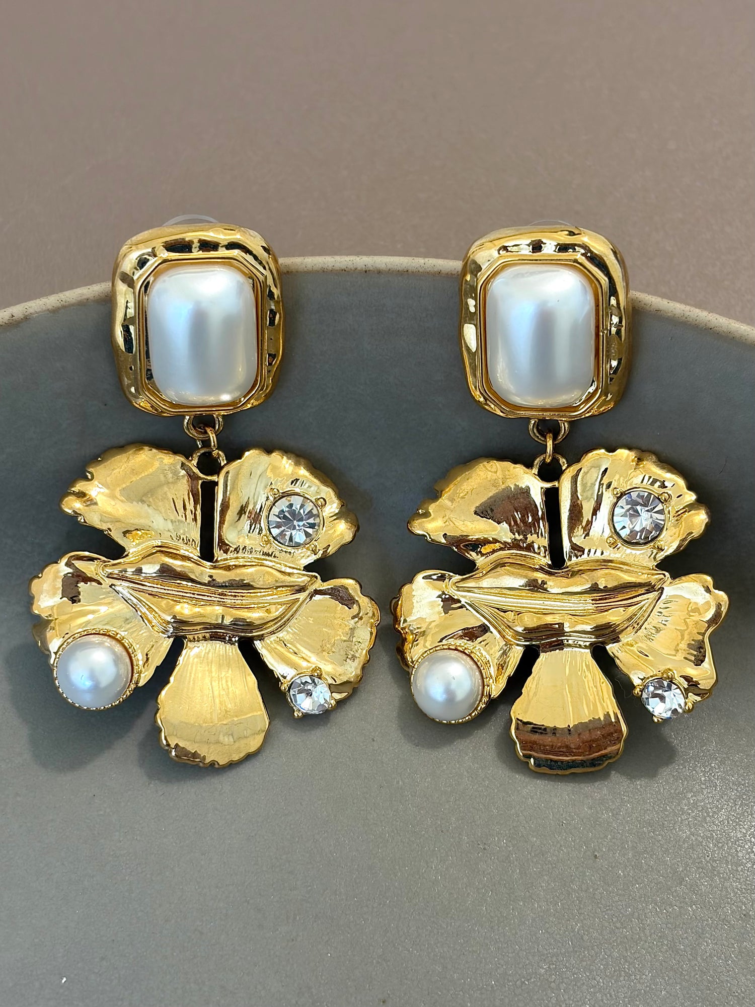 Marqee Flower Pearl Earrings