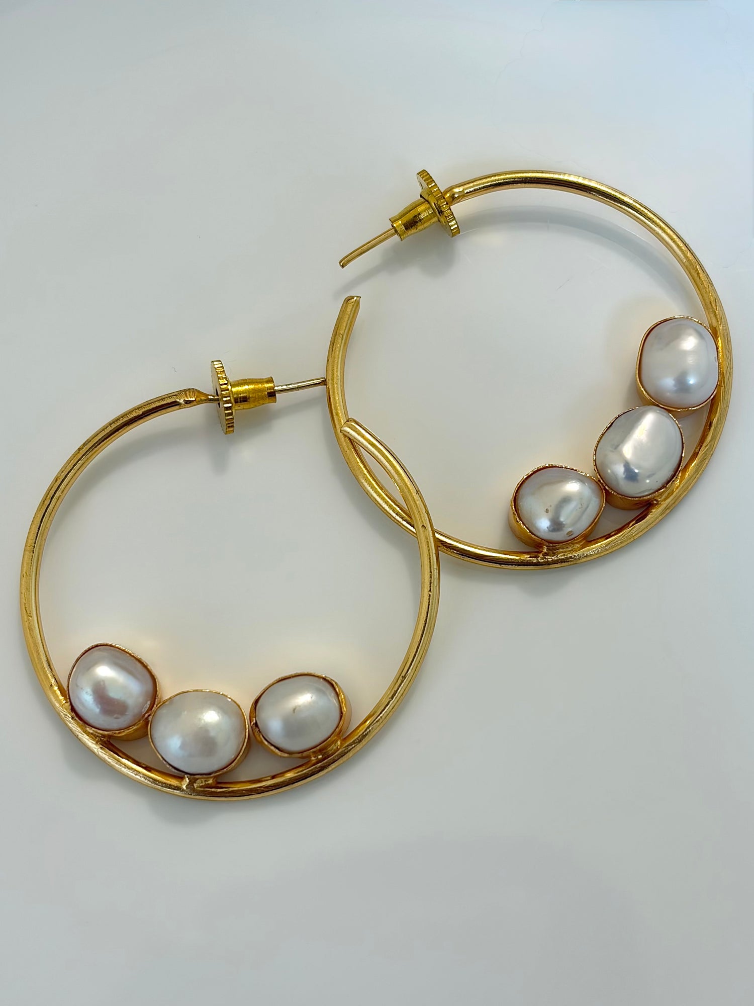 Round Baroque Pearl Hoops