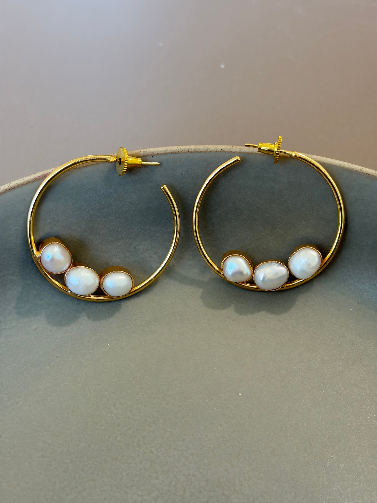 Round Baroque Pearl Hoops