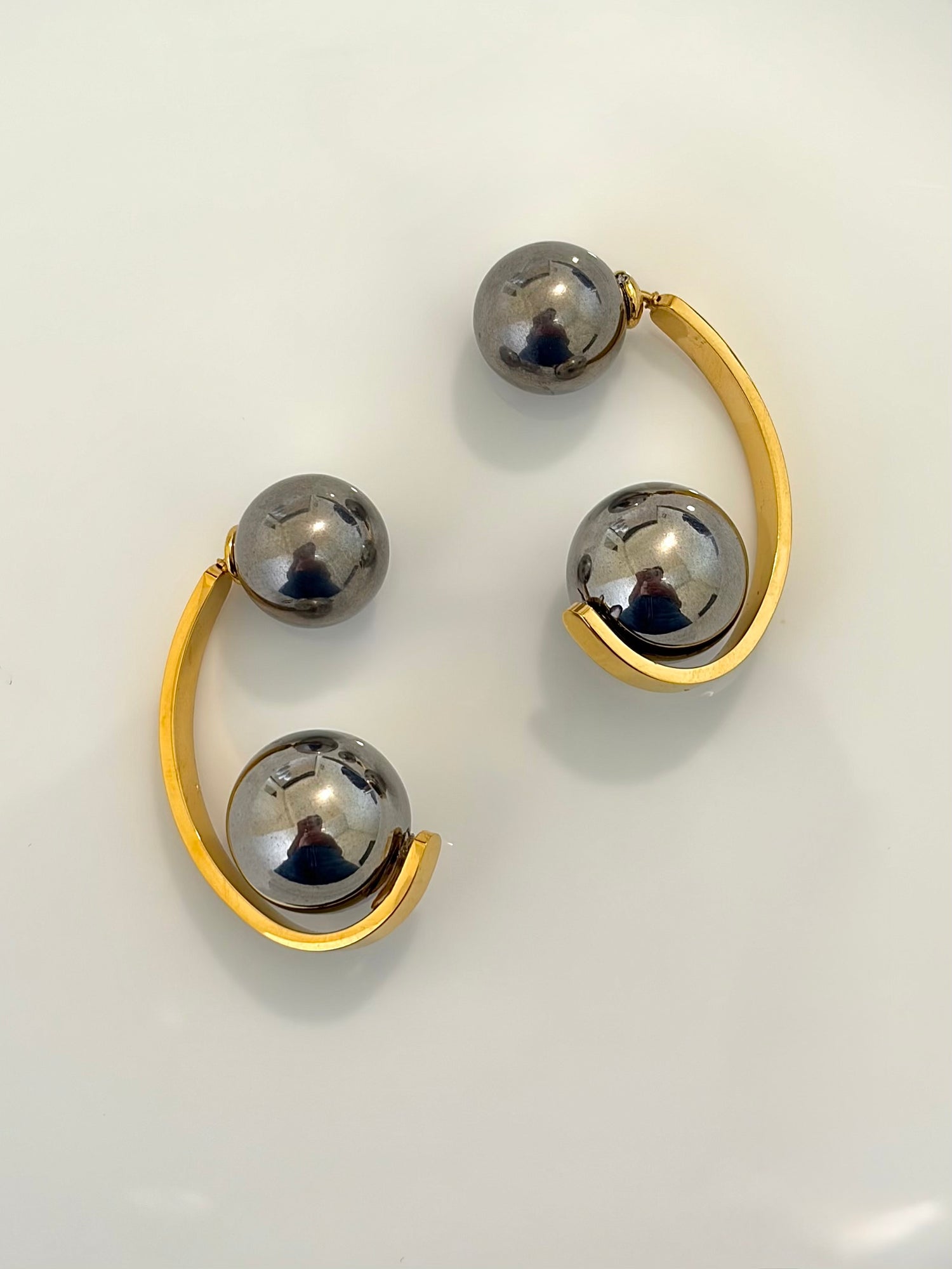 Dual Sided Grey Gunmetal Hoops