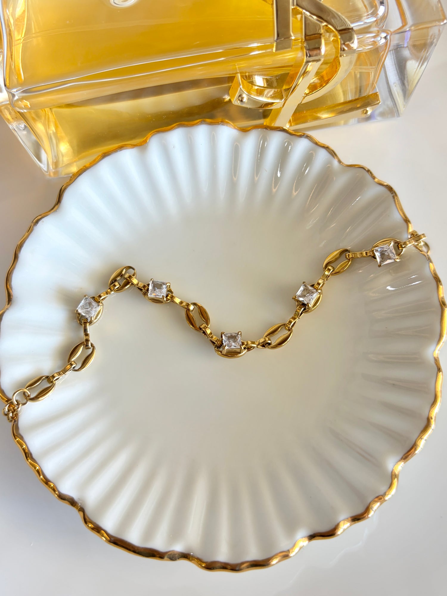 Savannah Gold Princess-Cut Mariner Link Bracelet