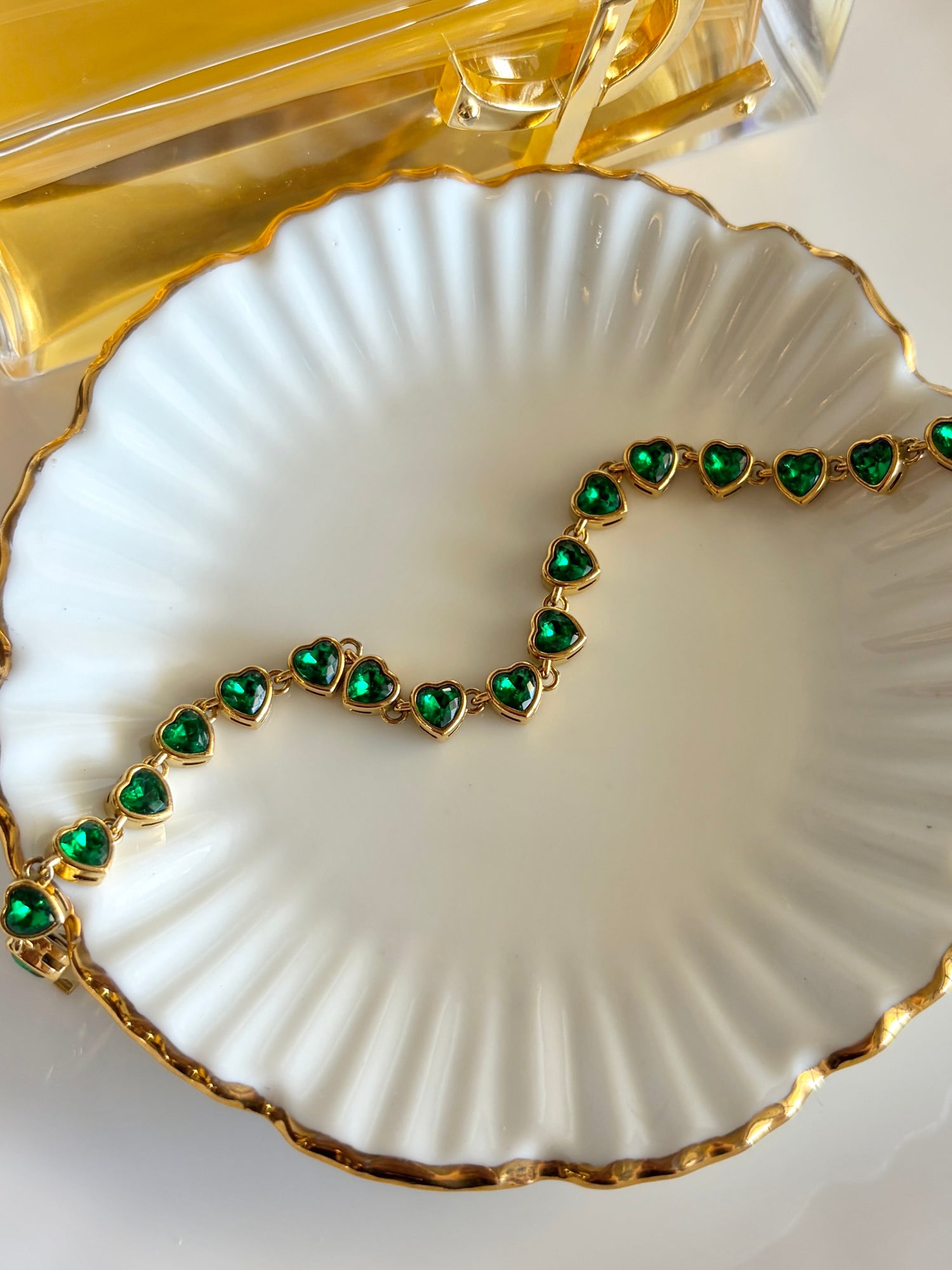 Elena Emerald Green Heart Tennis Bracelet