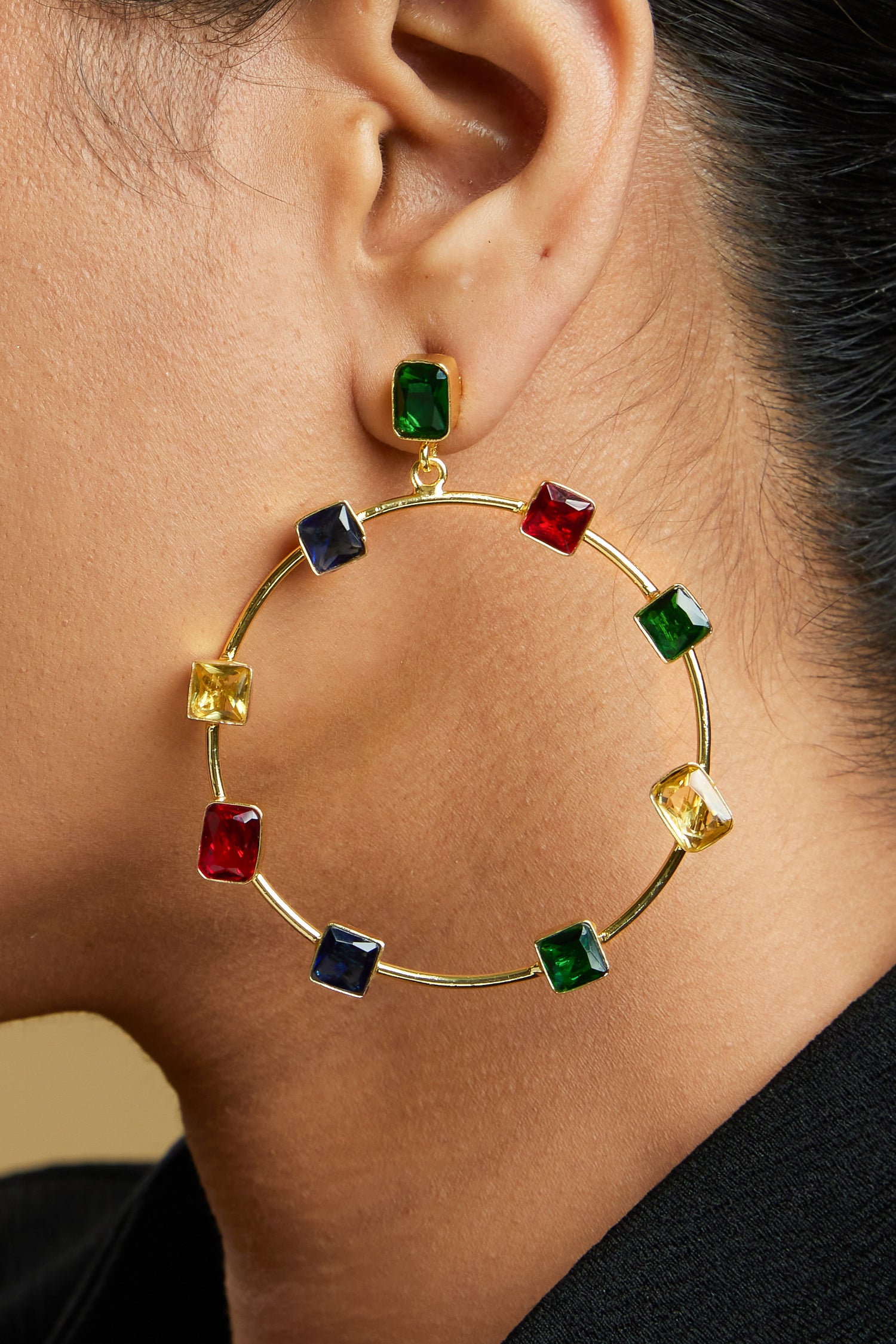Pama Crystal Earrings - 18k Gold Plated, Anti Tarnish