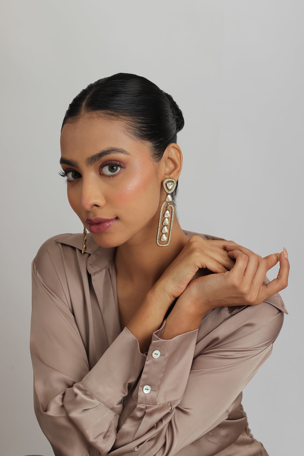 Sakhi Polki Statement Long Drop Earrings