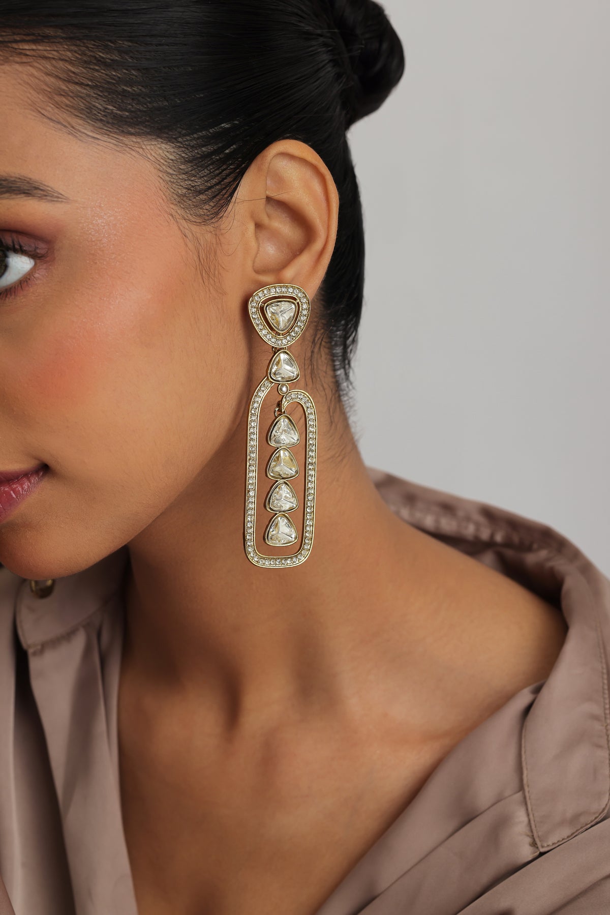 Sakhi Polki Statement Long Drop Earrings