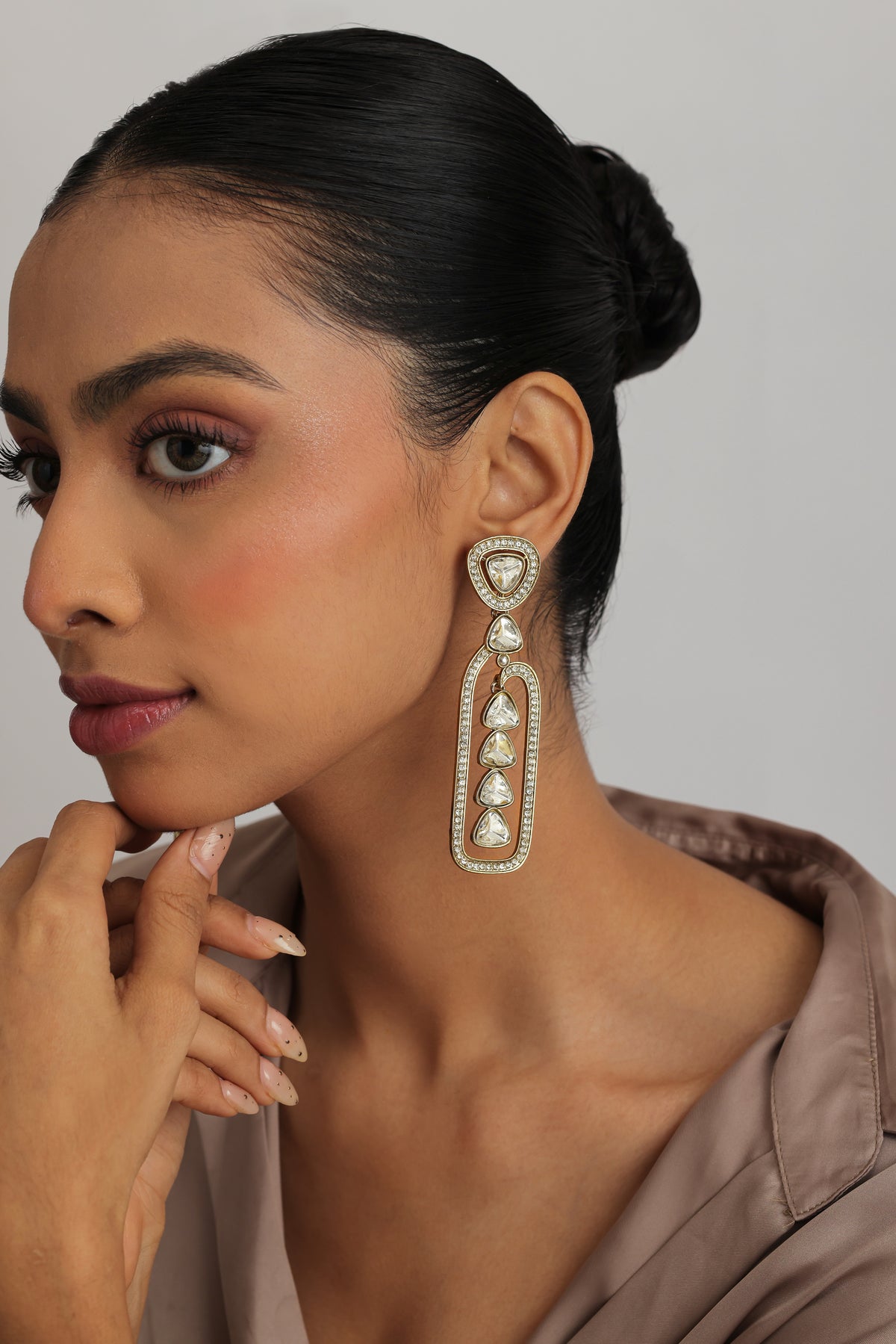 Sakhi Polki Statement Long Drop Earrings