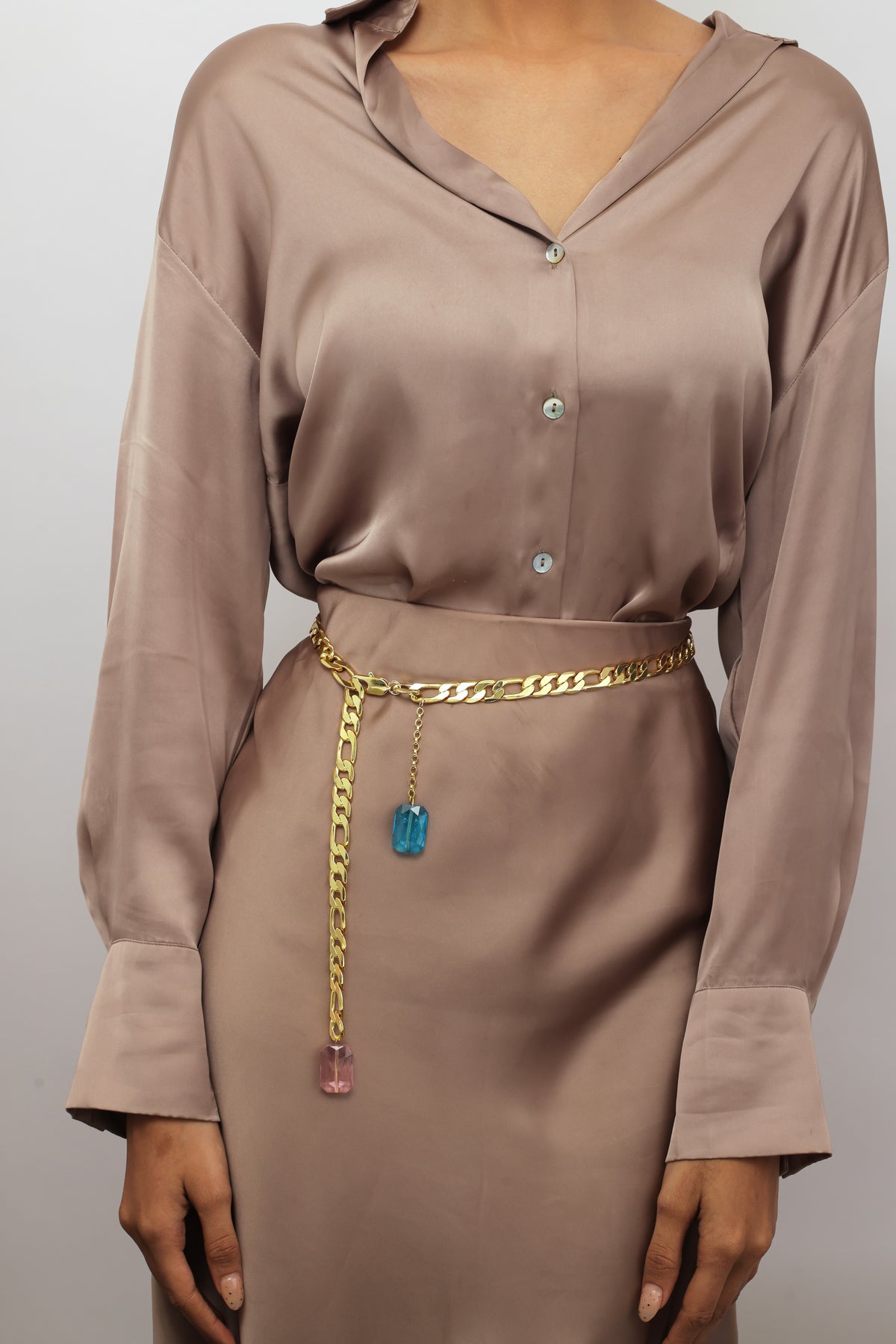 Mapa Crystal Hanging Figaro Link Waist Chain/Waist Belt