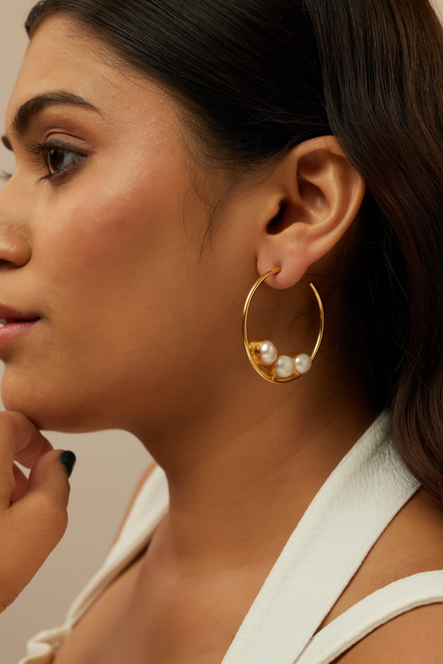 Round Baroque Pearl Hoops