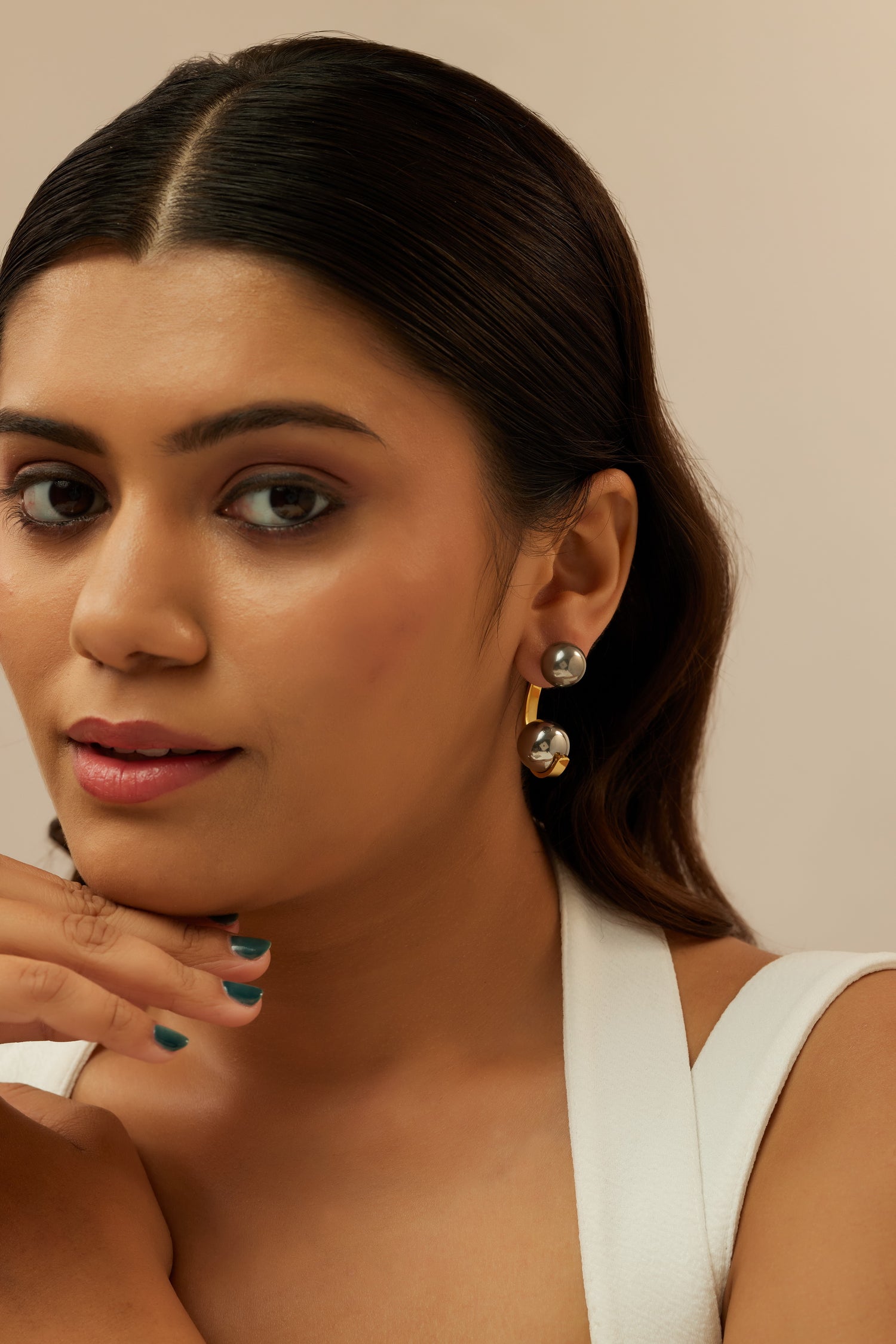 Dual Sided Grey Gunmetal Hoops