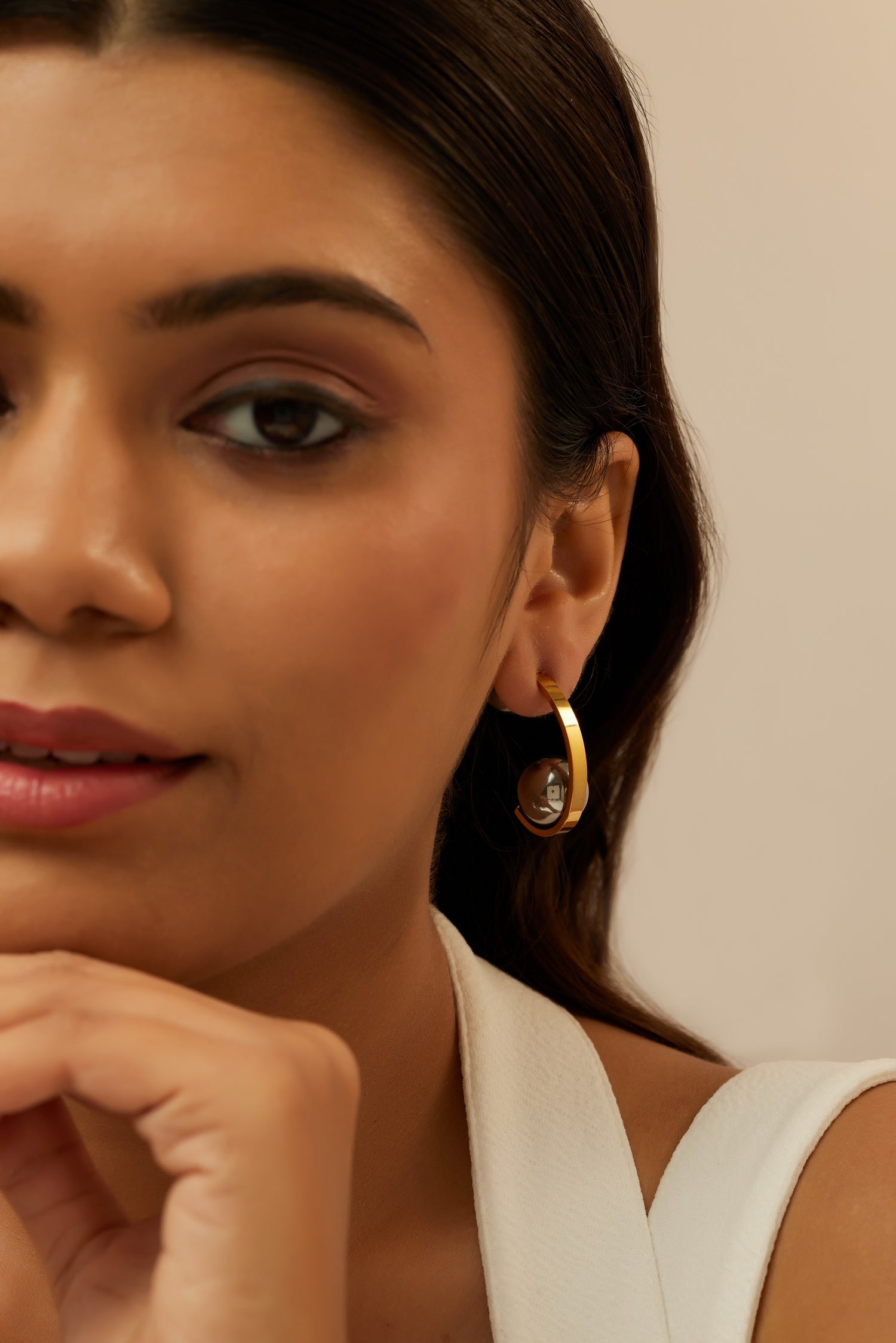 Dual Sided Grey Gunmetal Hoops