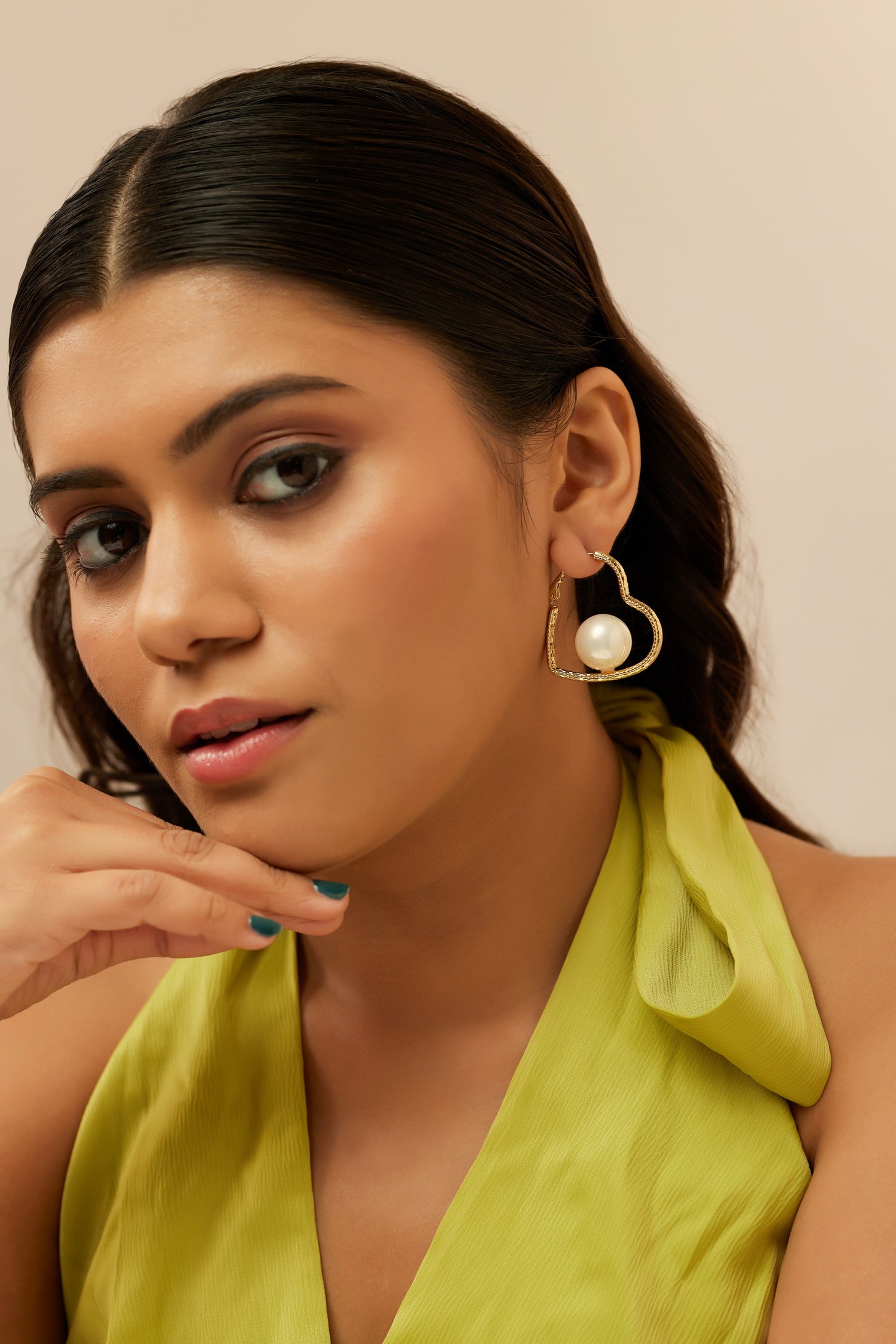 Heart Shaped Pearl Hoops