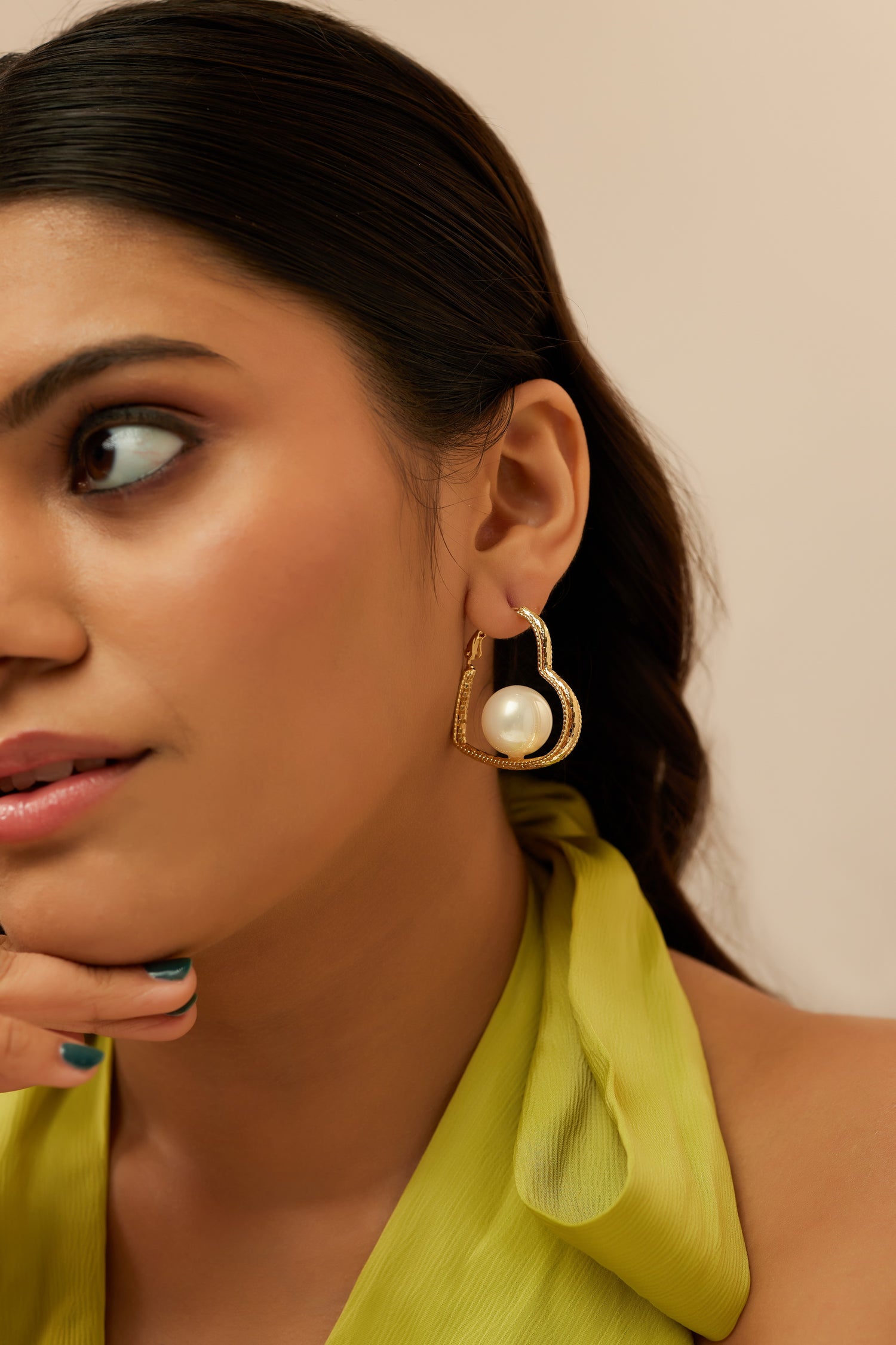 Heart Shaped Pearl Hoops