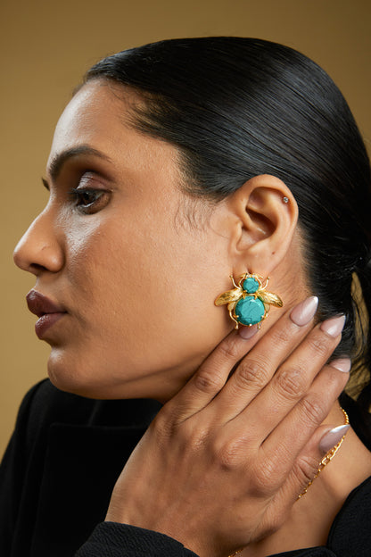 Aqua Bee Earrings - Anti Tarnish