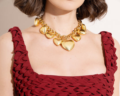 Medley Chunky Gold Heart Necklace
