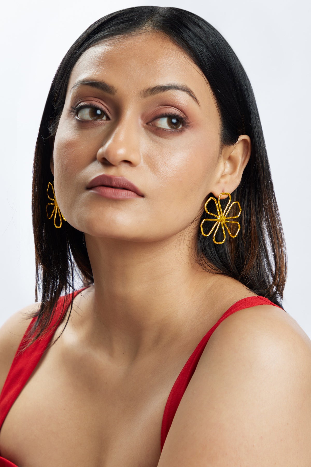 Peony Earrings - 18k Gold Plated, Anti Tarnish