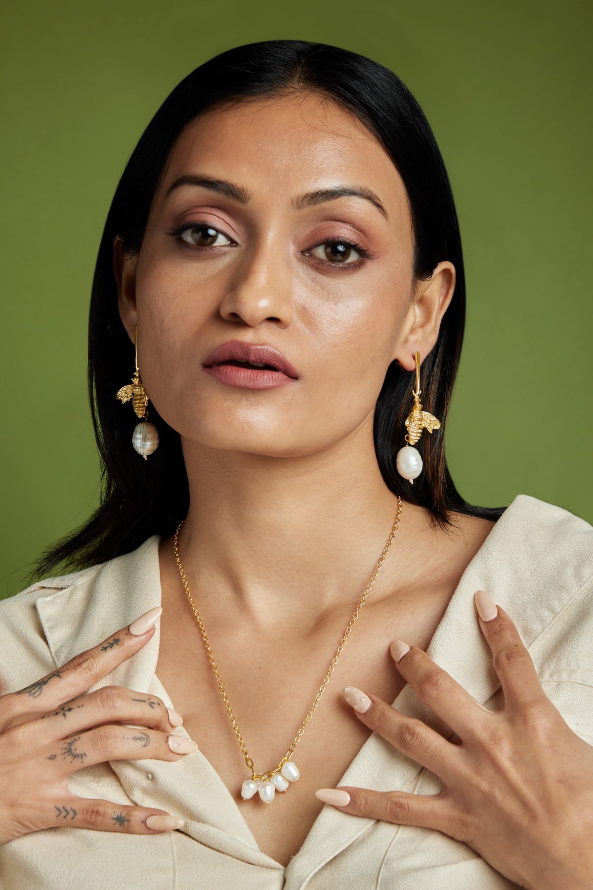 Makhi Earrings - 18k Gold Plated, Anti Tarnish